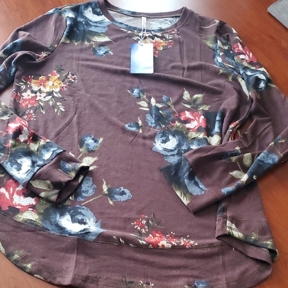 Floral Tunic Style Sweater Womens Large